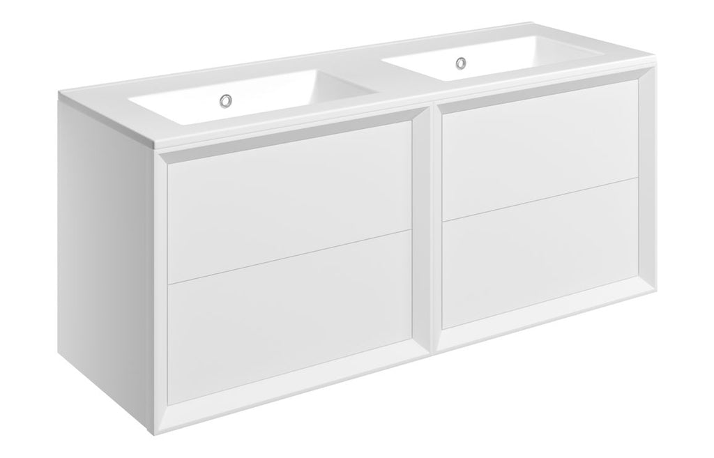 HOTT116152 - Stance 1210mm Wall Hung 4 Drawer Basin Unit & 2TH Thin Edge Basin - Matt White image