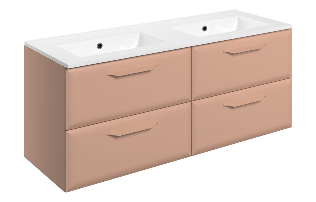 HOTT116082 - Kikio 1210mm Wall Hung 4 Drawer Basin Unit w/0TH Basin - Matt Apricot image