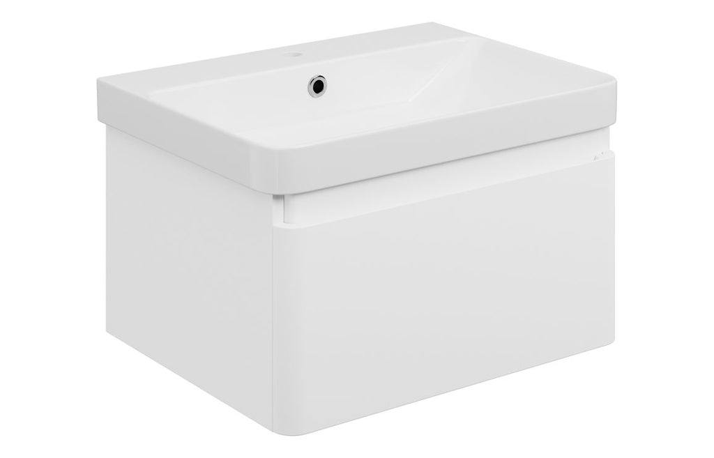 HOTT117133 - Georgio 605mm Wall Hung 1 Drawer Basin Unit & 1TH Basin - Matt White image
