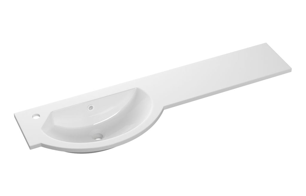 HOTT109929 - 1244mm Slim Round One-Piece Basin & Overflow Ring - Left Hand image