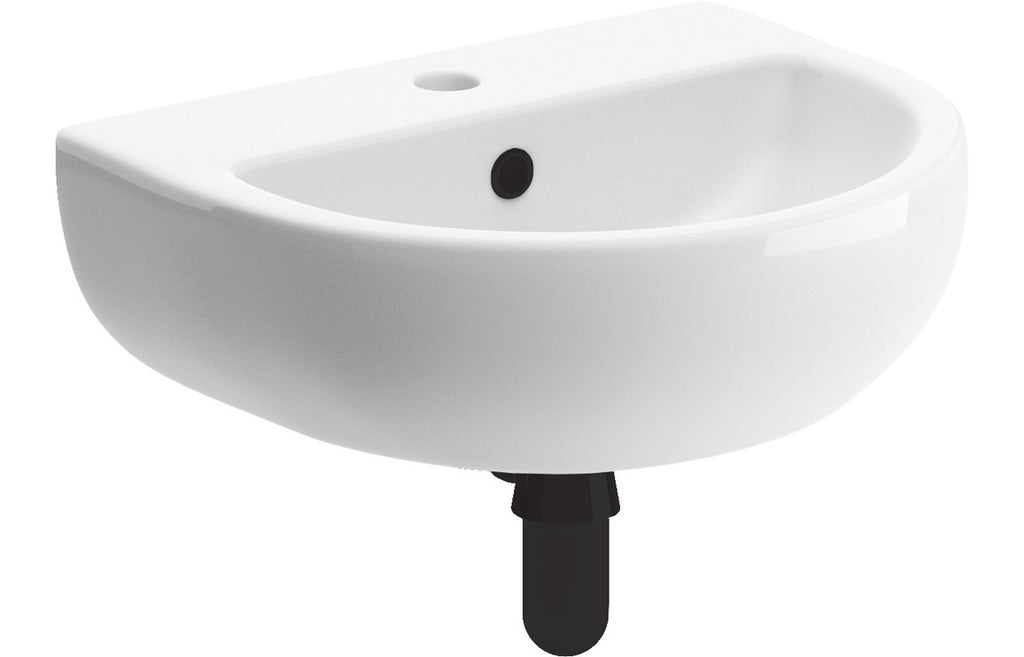 HOTT106865 - Entity 450x400mm 1TH Cloakroom Basin & Black Bottle Trap image