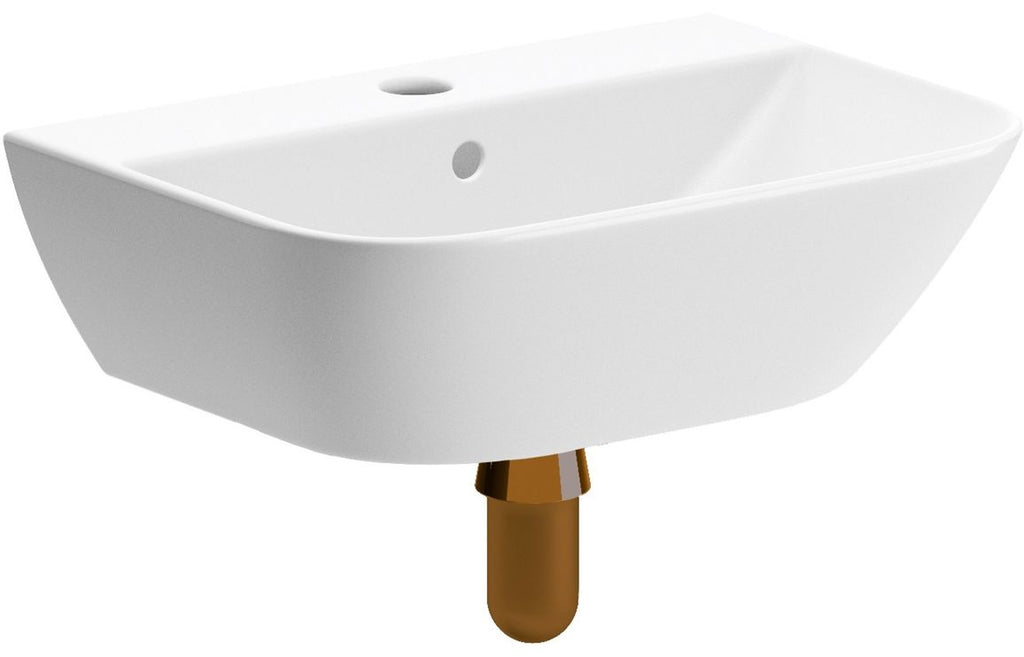 HOTT108875 - Tahoe 450x320mm 1TH Cloakroom Basin & Brushed Bronze Bottle Trap image