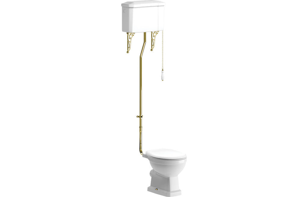 HOTT106871 - Tradition High Level WC & Soft Close Seat w/Br.Brass Finishes image