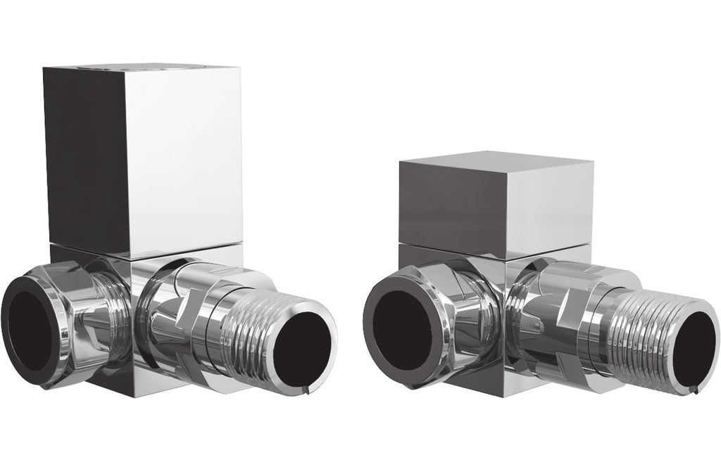 HOTT103020 - Square Chrome Radiator Valves - Corner image