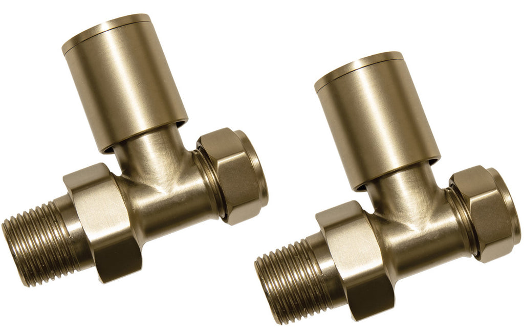 HOTT107159 - Patterned Brushed Brass Radiator Valves - Straight image