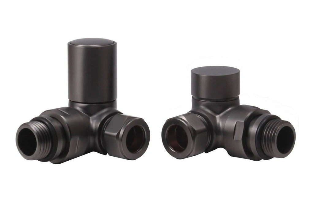 HOTT108853 - Patterned Matt Black Radiator Valves - Corner image