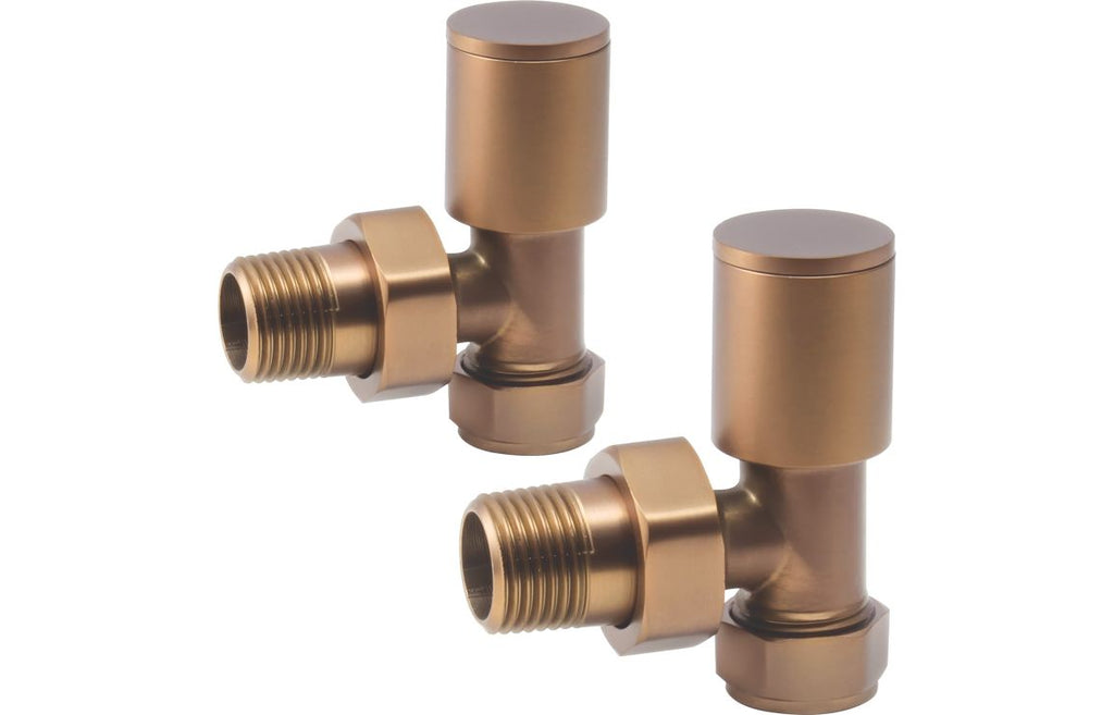 HOTT108855 - Patterned Brushed Bronze Radiator Valves - Angled image