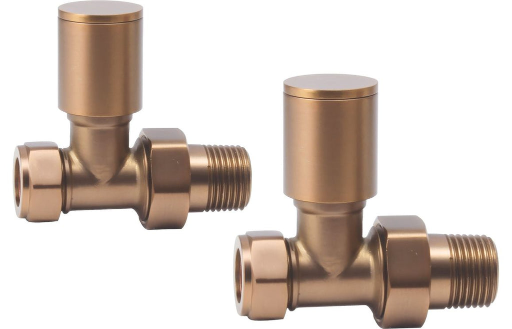 HOTT108856 - Patterned Brushed Bronze Radiator Valves - Straight image