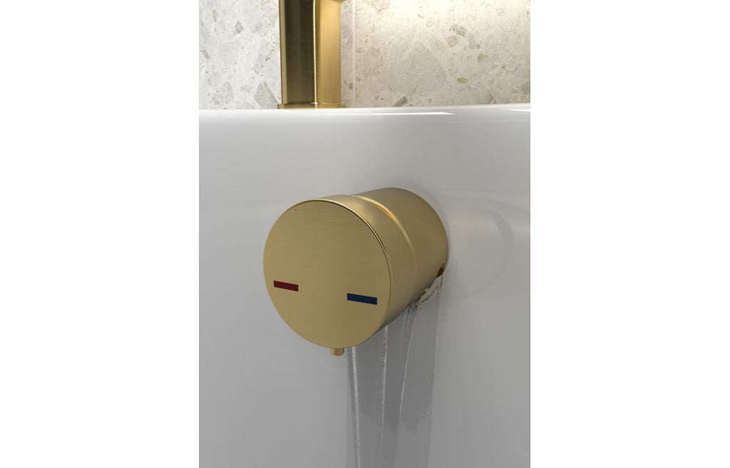 HOTT108978 - Bath Overflow Filler w/Integrated Valve - Brushed Brass image