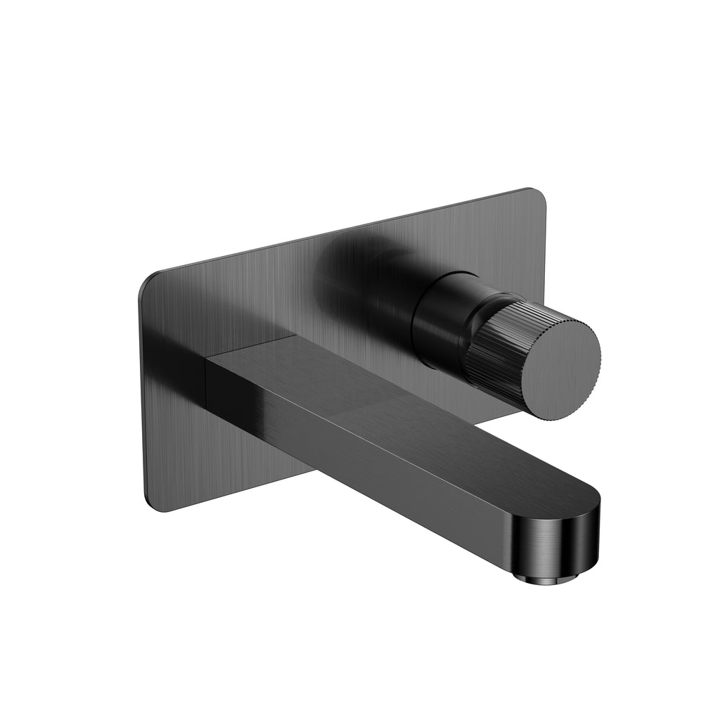 FR-103 - Forge Collection Fluted Wall Mounted Basin Mixer - Gunmetal image