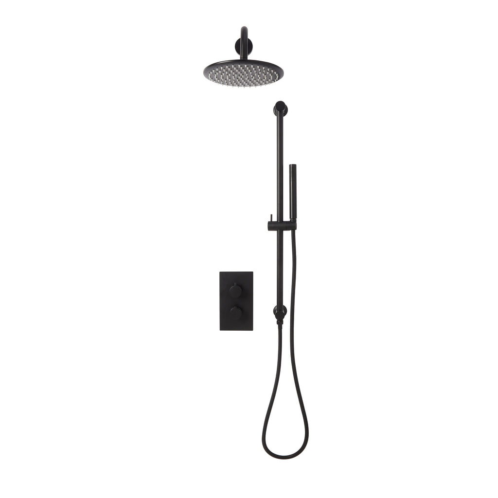 FR-005 - Forge Collection Round Shower Pack & Riserkit - Matt Black image