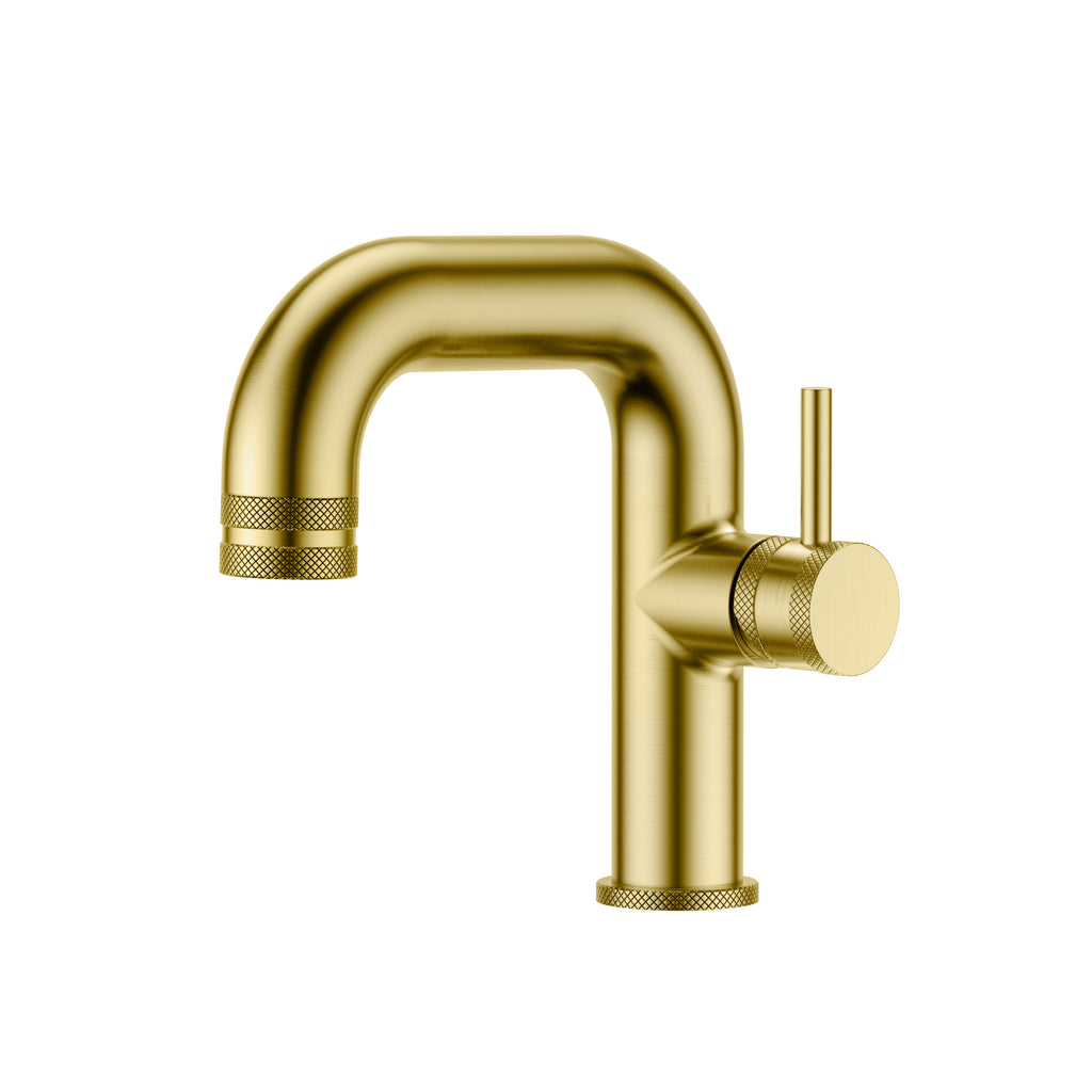 FR-040 - Forge Collection Round Side Lever Basin Mixer - Brushed Brass image