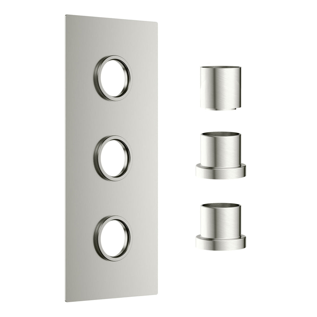 FR-579 - Forge Collection Concealed Plate with Sleeve - Brushed Nickel ( 3 Outlets) image