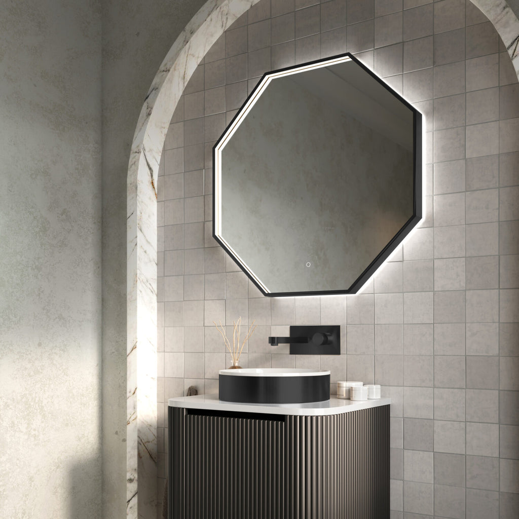 FR-1762 - Forge Collection Octagonal Mirror 600x600 Matt Black image