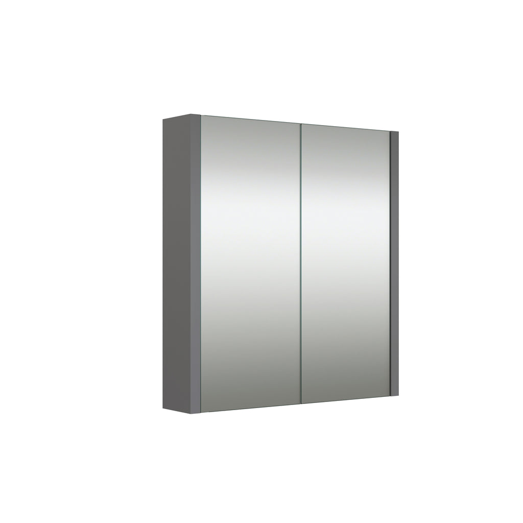 SWFU045 - Glebe 580mm x 650mm 2 Door Mirror Cabinet w/ Glass Shelves - Matt Grey image