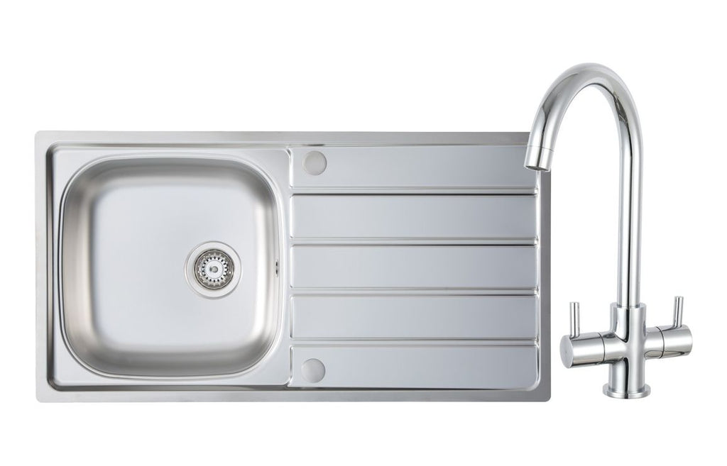 PPR8047 - Prima 1B Inset Sink & Staten Tap Pack - St/Steel & Chrome image