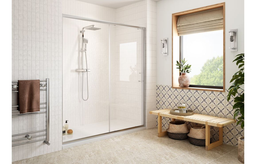 HOTT108083 - Venlo 1200x800mm Easy-Fit Sliding Door & Tray Pack - Chrome image