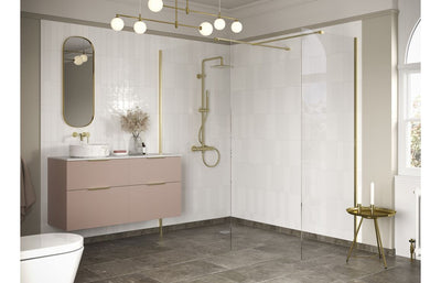 HOTT107572 - Bocca 760mm Wetroom Side Panel & Arm - Brushed Brass