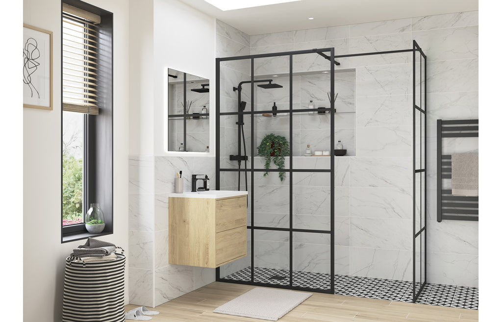 HOTT100615 - Bocca 800mm Framed Wetroom Side Panel - Black image