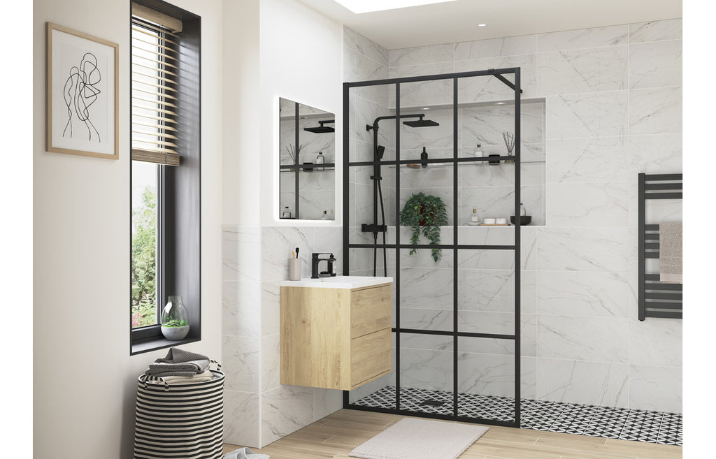 HOTT111391 - Bocca 760mm Framed Wetroom Panel - Black image
