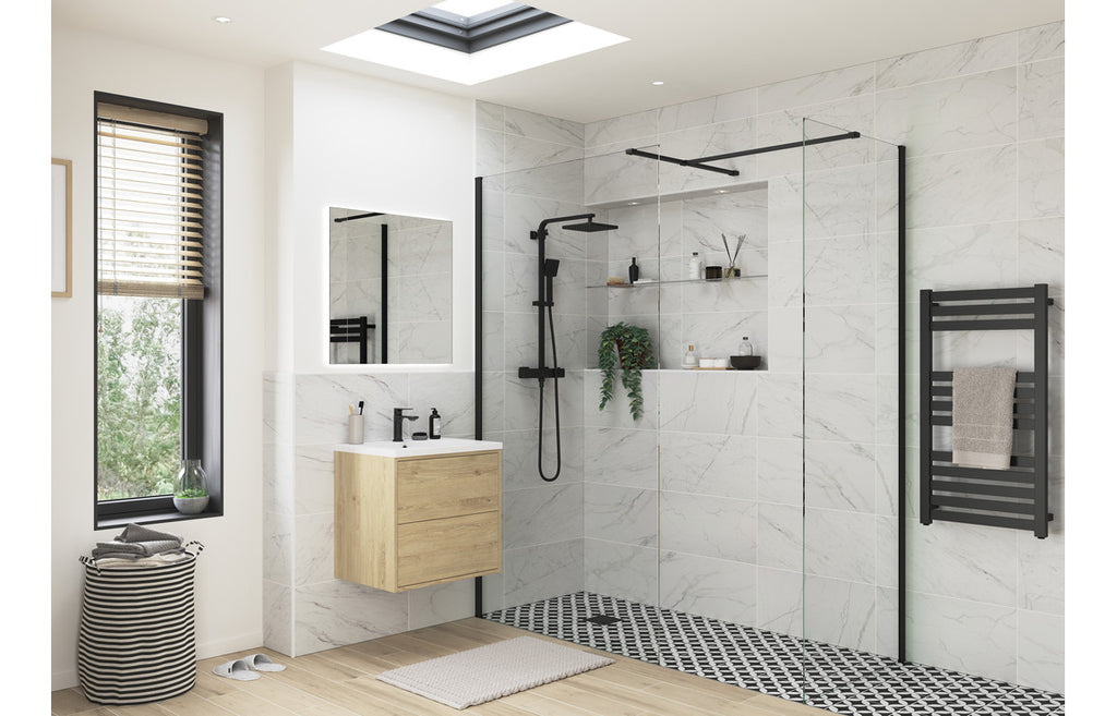 HOTT107550 - Bocca 900mm Wetroom Side Panel & Arm - Black image