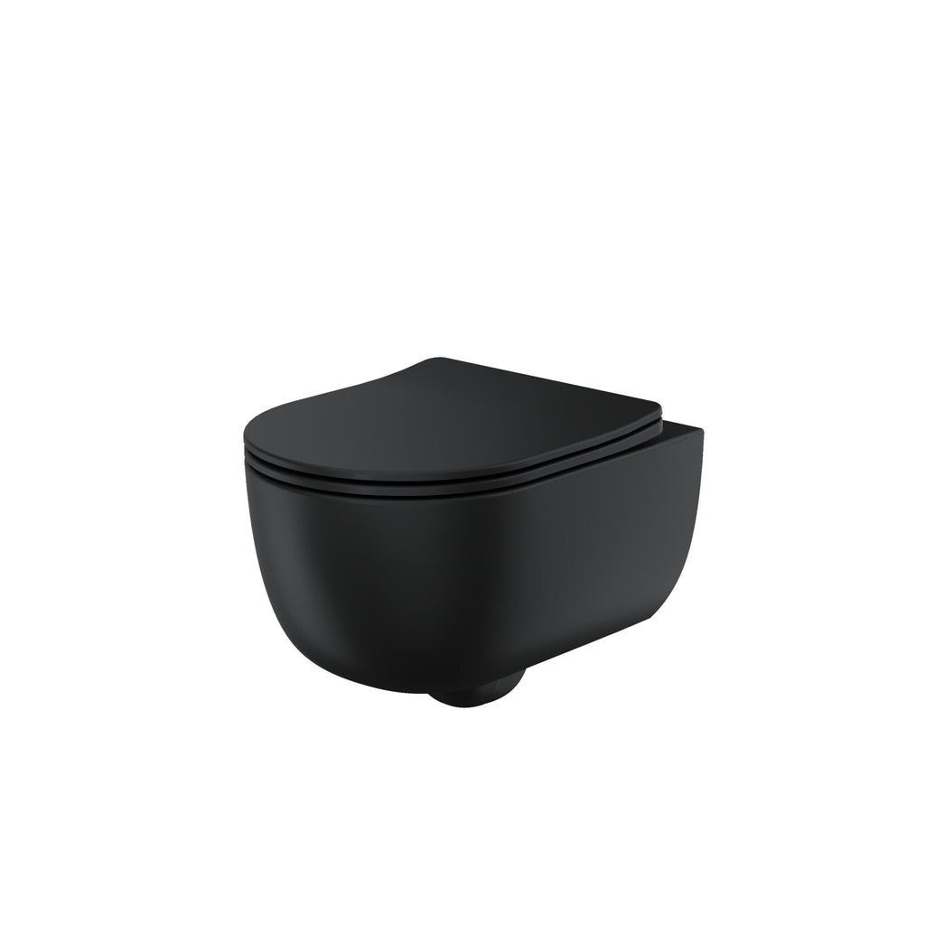 FR-058 - Forge Collection Round Wall Hung Toilet & Soft Close Seat 490mm x 355mm x 320mm - Matt Black image