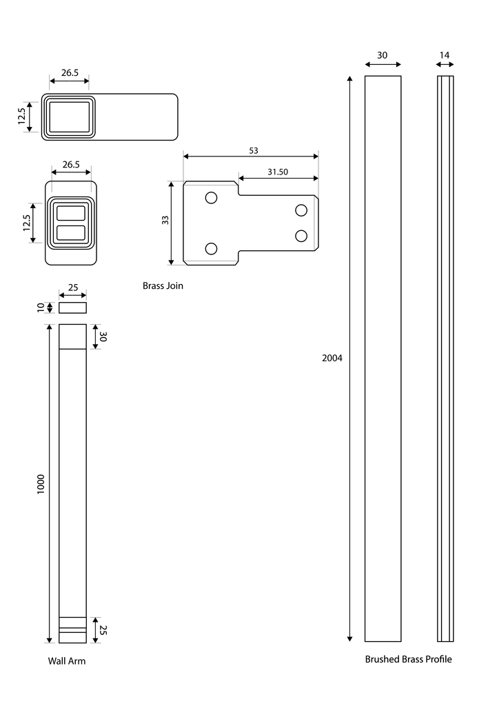 FR-069 - Forge Collection 8mm Wetroom Profile Pack - Brushed Brass image