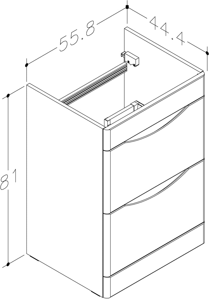 SWFU053 - Oxley 558mm x 810mm x 444mm 2 drawer Floorstanding Vanity Unit - Matt White image