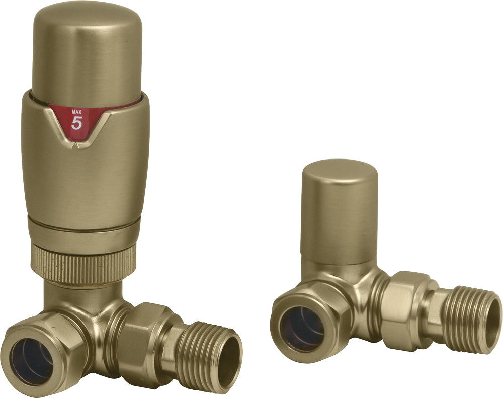 SWRV027 - Swan Thermostatic Corner Valve - Brushed Brass image