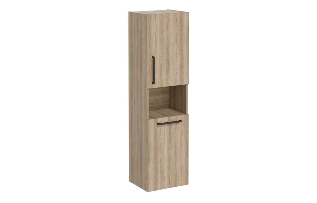 VTFT0346 - VitrA Root Flat 40cm 2 Door Semi-Tall Unit w/Laundry Basket (RH Hinge) - Natural Oak image