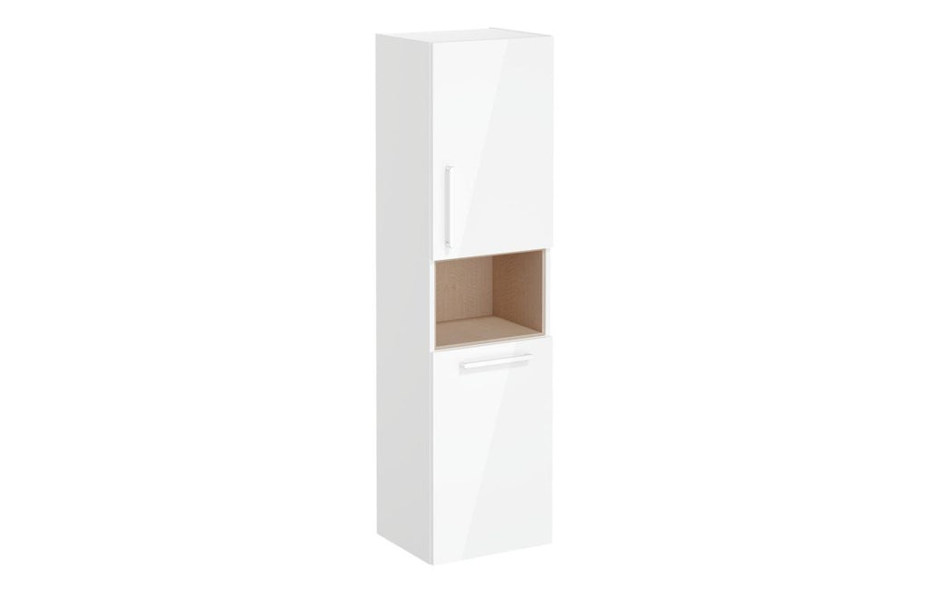 VTFT0534 - VitrA Root Flat 40cm 2 Door Semi-Tall Unit w/Laundry Basket (RH Hinge) - High Gloss White image