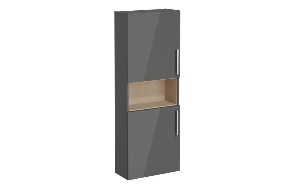 VTFT0354 - VitrA Root Flat 55cm 2 Door Semi-Tall Unit (LH Hinge) - Anthracite High Gloss image