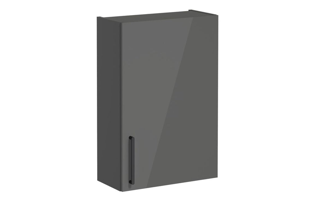 VTFT0514 - VitrA Root Flat 60cm 1 Door Upper/Wall Unit (RH Hinge) - Anthracite High Gloss image
