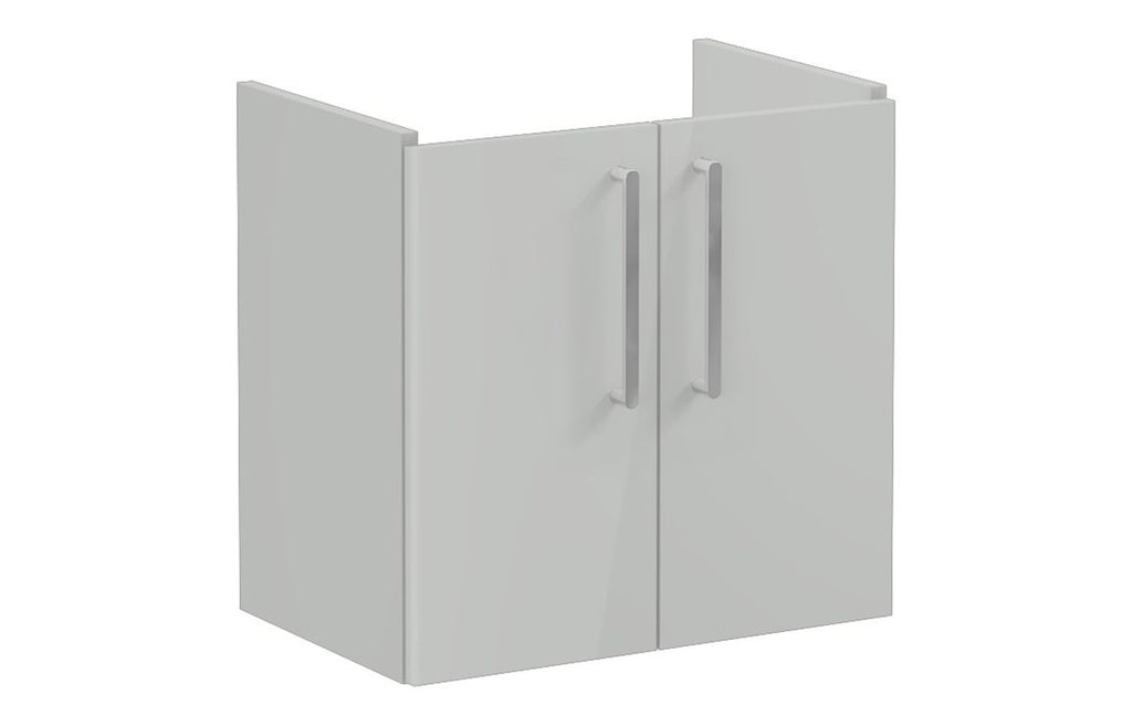 VTFT0736 - VitrA Root Flat 60cm 2 Door Wall Hung Slim Washbasin Unit - Shiny Pearl Grey image