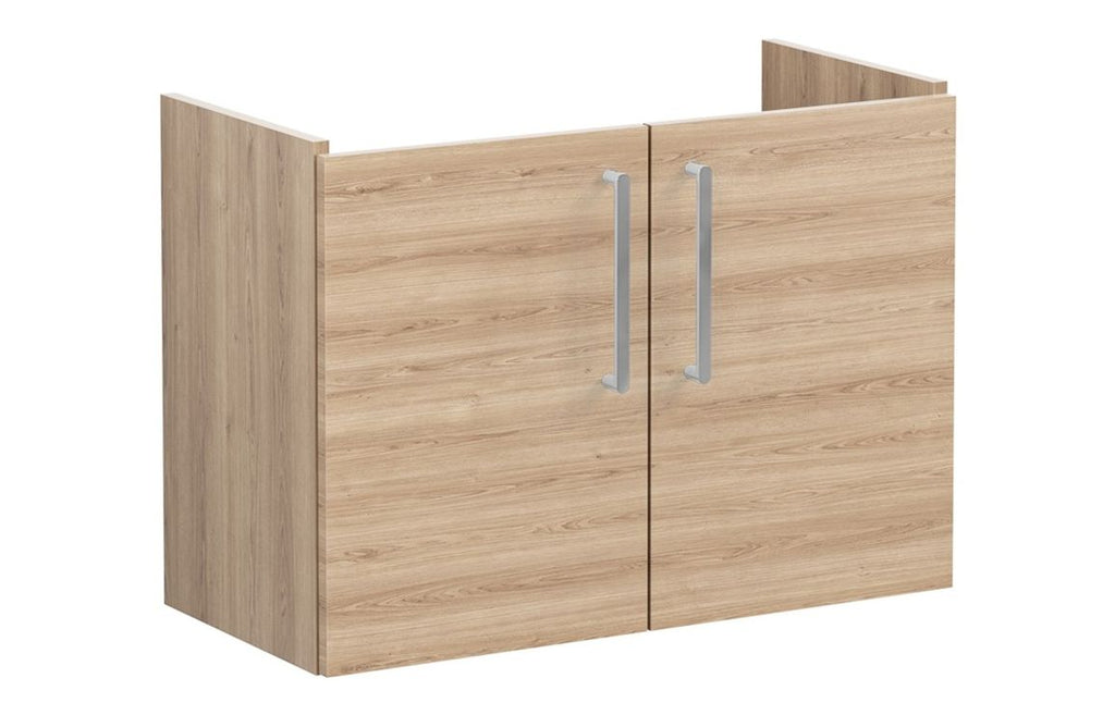 VTFT1182 - VitrA Root Flat 80cm 2 Door Wall Hung Slim Washbasin Unit - Natural Oak image