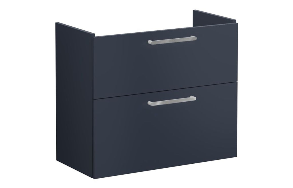 VTFT0714 - VitrA Root Flat 80cm 2 Drawer Slim Washbasin Unit - Matt Dark Blue image
