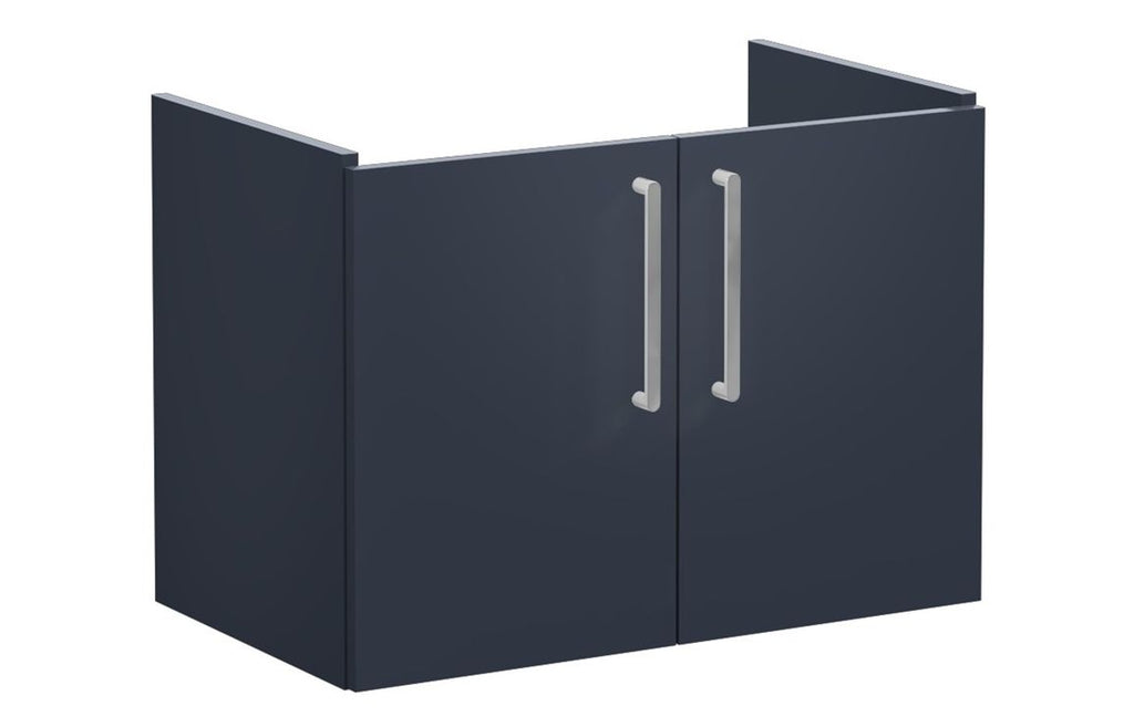 VTFT0906 - VitrA Root Flat 80cm 2 Door Wall Hung Washbasin Unit - Matt Dark Blue image