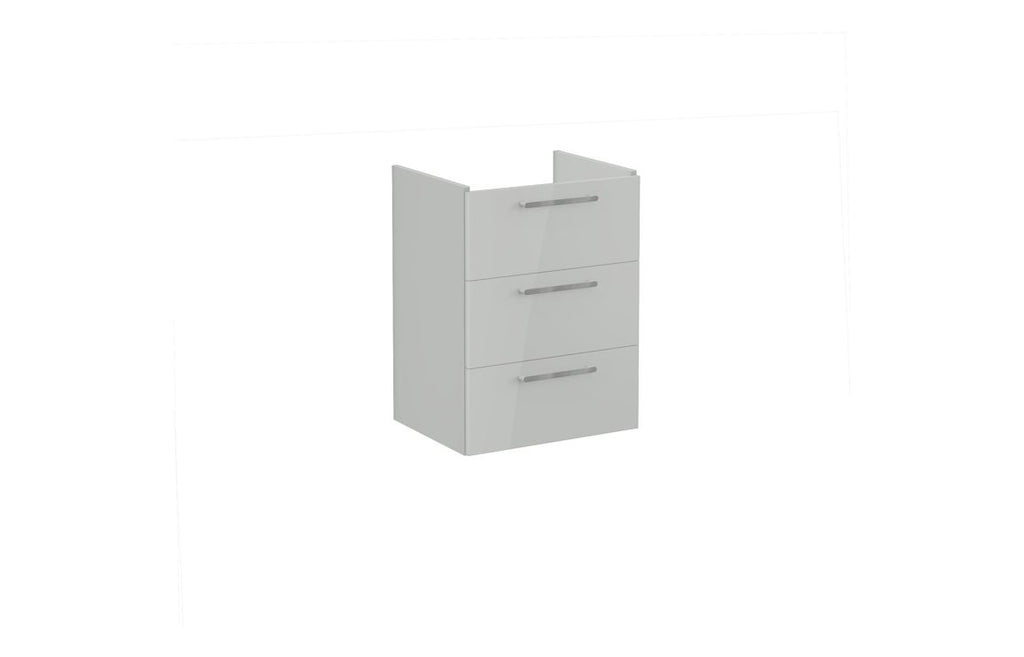 VTFT1302 - VitrA Root Flat 60cm 3 Drawer Washbasin Unit - Shiny Pearl Grey image