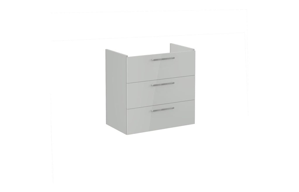 VTFT1318 - VitrA Root Flat 80cm 3 Drawer Washbasin Unit - Shiny Pearl Grey image