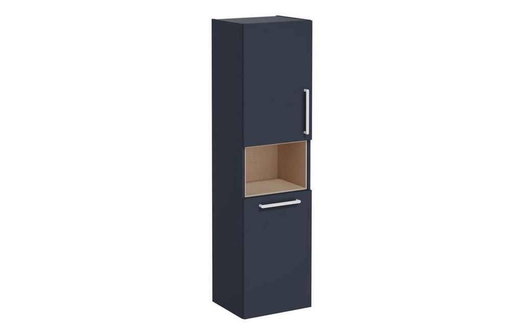 VTFT0326 - VitrA Root Flat 40cm 2 Door Semi-Tall Unit w/Laundry Basket (LH Hinge) - Matt Dark Blue image