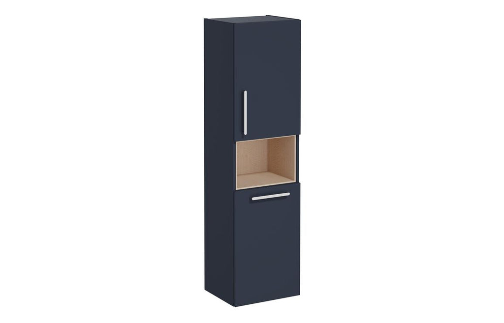 VTFT0344 - VitrA Root Flat 40cm 2 Door Semi-Tall Unit w/Laundry Basket (RH Hinge) - Matt Dark Blue image