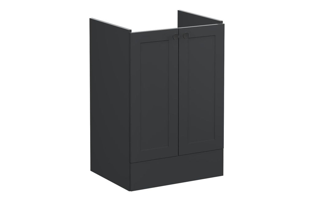 VTFT1788 - VitrA Root Classic 60cm 2 Door Floor Standing Washbasin Unit - Matt Graphite image