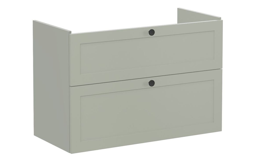 VTFT1834 - VitrA Root Classic 100cm 2 Drawer Washbasin Unit - Matt Retro Green image