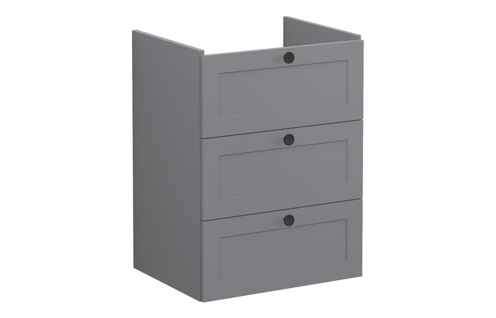 VTFT1838 - VitrA Root Classic 60cm 3 Drawer Washbasin Unit - Matt Grey image