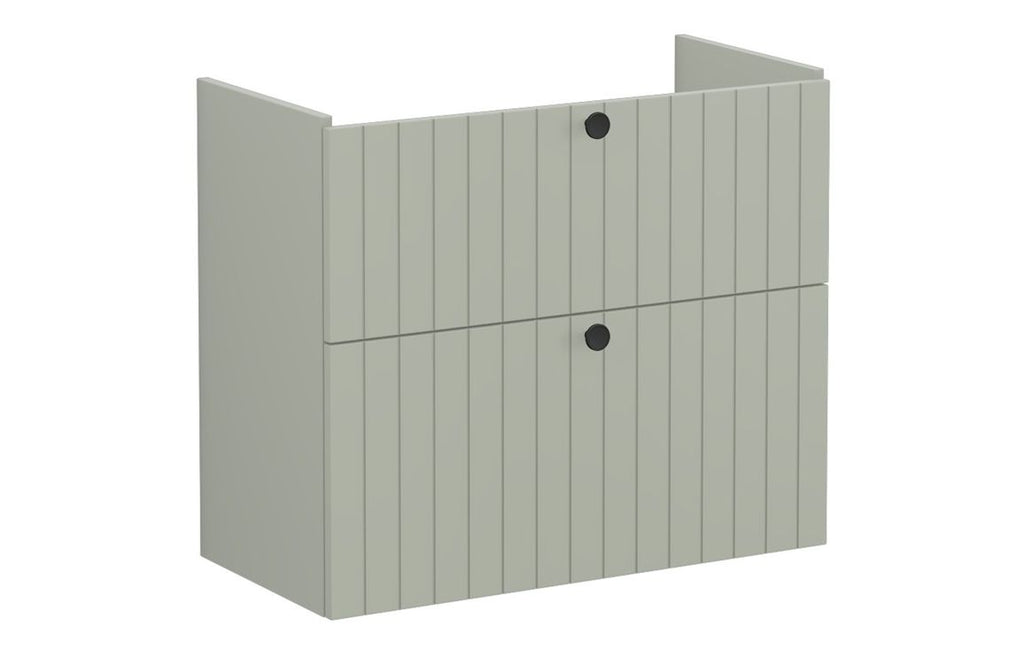 VTFT2064 - VitrA Root Groove 80cm 2 Drawer Slim Washbasin Unit - Matt Retro Green image