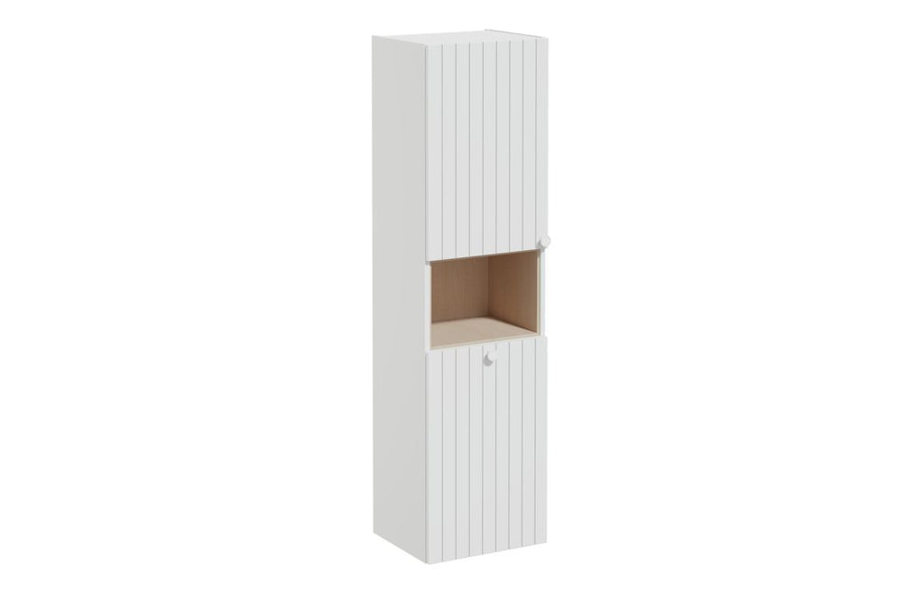 VTFT2192 - VitrA Root Groove 40cm 2 Door Semi-Tall Unit w/Laundry Basket (LH Hinge) - Matt Light Grey image