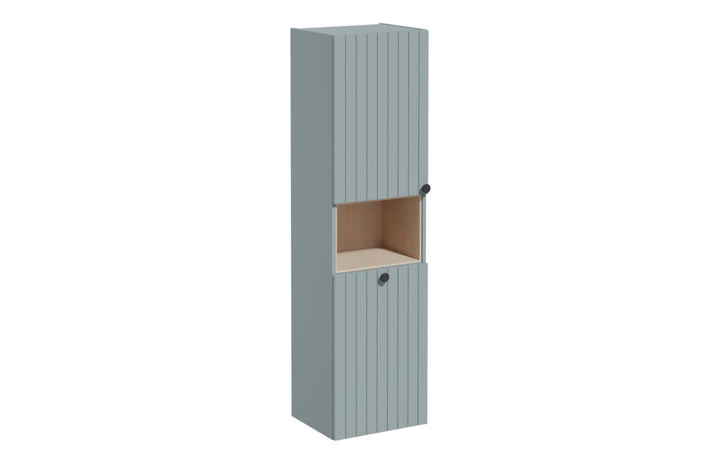 VTFT1684 - VitrA Root Groove 40cm 2 Door Semi-Tall Unit w/Laundry Basket (LH Hinge) - Matt Fjord Green image