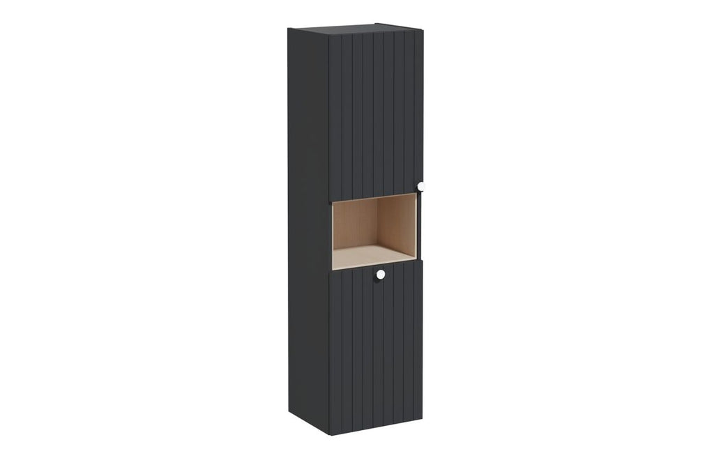VTFT2196 - VitrA Root Groove 40cm 2 Door Semi-Tall Unit w/Laundry Basket (LH Hinge) - Matt Graphite image