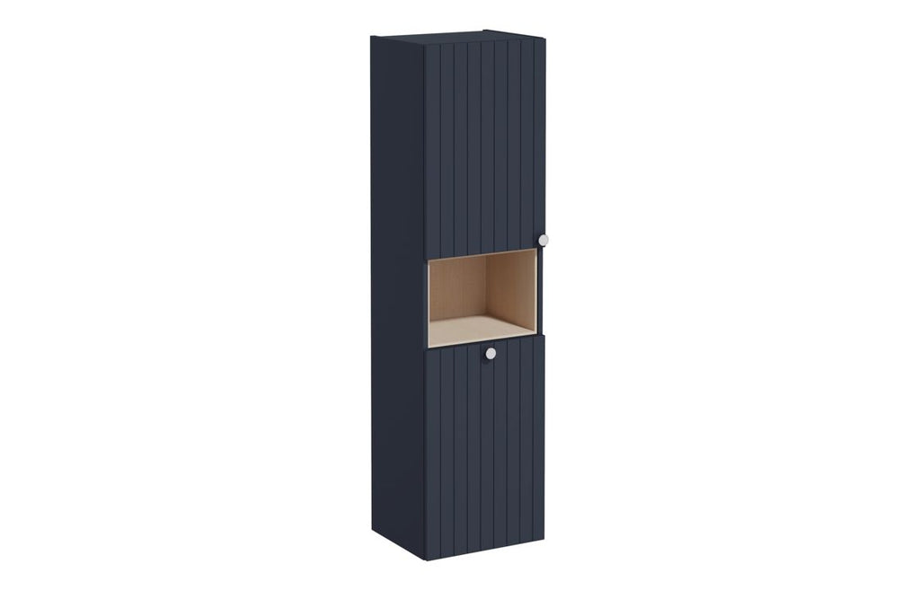 VTFT1572 - VitrA Root Groove 40cm 2 Door Semi-Tall Unit w/Laundry Basket (LH Hinge) - Matt Dark Blue image