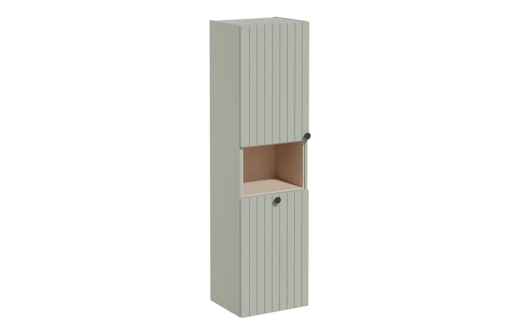 VTFT2198 - VitrA Root Groove 40cm 2 Door Semi-Tall Unit w/Laundry Basket (LH Hinge) - Matt Retro Green image
